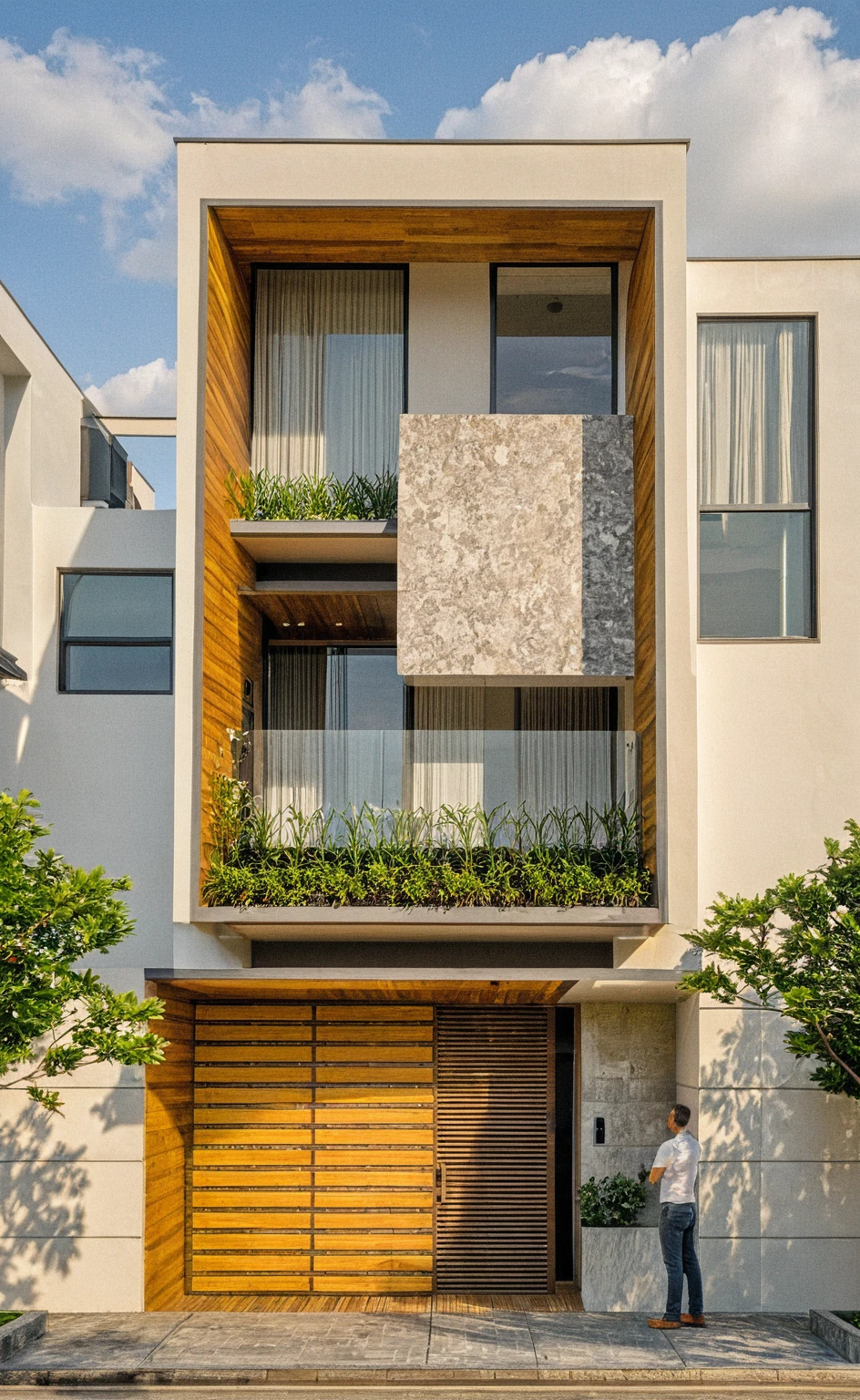head of&#39;artwork, High quality, best quality, authentique, great detail, En plein air, villa de plain-piedXL, credit group, style de maison moderne dans la rue ,stairs, white wall ,road,pavement, grass, trees, sky, nuvens, (day light:1.1)

