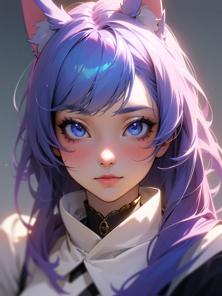 1girl, blue hair, purple unicorn horns, moe anime style, cute anime catgirl, anime style art, neko mimi, Holo the wolf girl, anime style, 8k, anime cat ear girl, anime catgirl, high quality anime art style, cute anime style, anime aesthetic, photorealistic kawaii, (best quality,4k,8k,highres,masterpiece:1.2),ultra-detailed,(realistic,photorealistic,photo-realistic:1.37),extremely detailed eyes and face,beautiful detailed eyes,beautiful detailed lips,longeyelashes