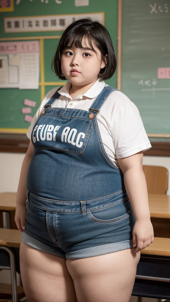 Fat  girl , agevery fat , obese , extremely fat , full body , at the school