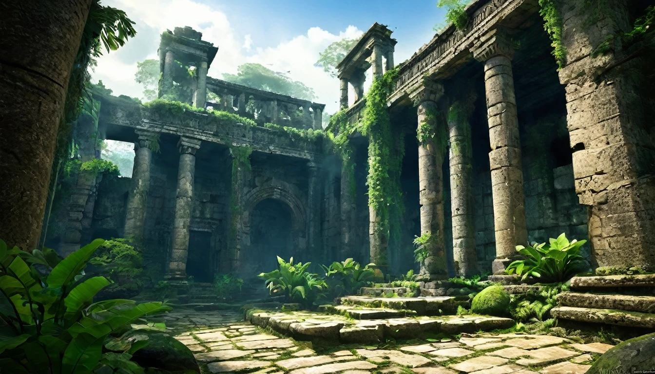 Central Image:
Ancient Ruins: Feature the grand, overgrown ruins of an ancient palace or temple as the focal point. The architecture should evoke a sense of mystery and history, with intricate details and weathered stone.
Background: Set the scene with a lush jungle or misty mountains in the backdrop, hinting at the lost and forgotten nature of the kingdom.
Characters:
Explorer: Include a silhouette or a character dressed as an explorer, perhaps with a backpack and a map, standing amidst the ruins and gazing at the ancient architecture with awe and curiosity.
Historical Elements: Incorporate subtle elements like ancient artifacts, hieroglyphs, or mystical symbols scattered around the ruins to emphasize the historical and adventurous theme.
Text:
Title: "Lost Kingdom" in bold, captivating font. Choose a color that contrasts well with the background, such as gold, white, or earth tones, ensuring readability even at smaller sizes.
Subtext: Add a short tagline like "Explore Ancient Mysteries" to convey the adventurous and exploratory nature of the story.
Colors and Atmosphere:
Color Palette: Use earthy tones for the ruins and vibrant greens and blues for the natural surroundings to create a harmonious yet mysterious atmosphere.
Atmospheric Effects: Apply subtle mist or light rays breaking through the foliage to add depth and intrigue to the thumbnail.