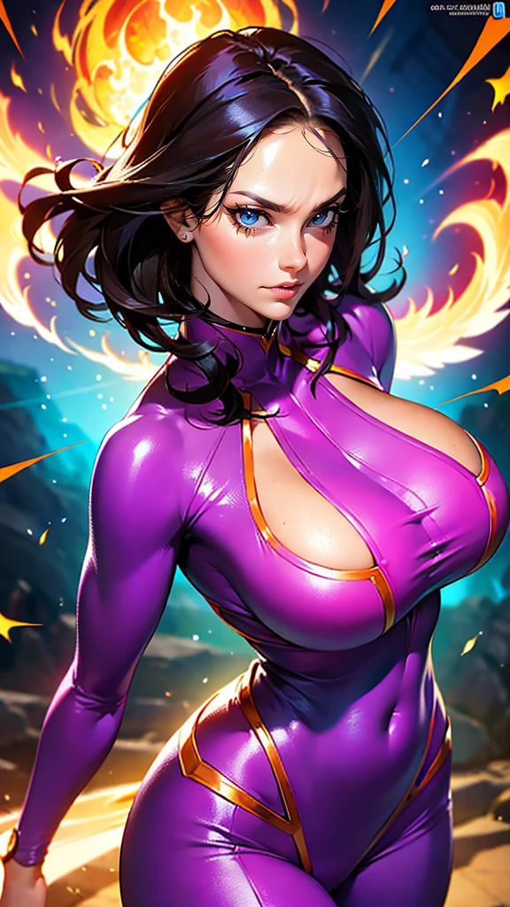 Marvel Fantastic Four,Latina Adult Model Daisy Marie as the Female version of Thunder Fire,Fly in the sky,angry look,The whole body is on fire,flame magic,The body was on fire🔥,The body glows and heats,The flames spread,The fire burst into the sky,Fire,Burn characters,The fire magic effect is fired on the hand,Mixed Chinese and American races,The background is blurred out,focal,Movie Lighting,(((tmasterpiece))), ((best qualtiy)), ((Complex and detailed)), ((Ultra-realistic realism)), Ridiculous resolution, A MILF, Mature woman, ssee-through, highly detailed, illustratio, 1girll, (34dd-cup breasts), Thin waist and thick hips,long leges,beatiful detailed eyes, short detailed hair, flaming hair, a purple eye, (Superhero uniforms:1.2), seminude,tightsuit,Sexy and feminine,perfect bodies,Sexy attire,Human flashlight,(No underwear),pantiess, detailed back ground, perfect eyes, Seductive eye, (nice hand),Detail hands,looking at viewert,From the front,Wear light,(Fantastic Four),