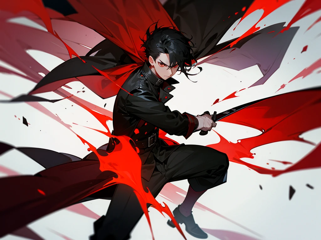 A Guy With Red And Black Coat With A sword,FireSpreading In background