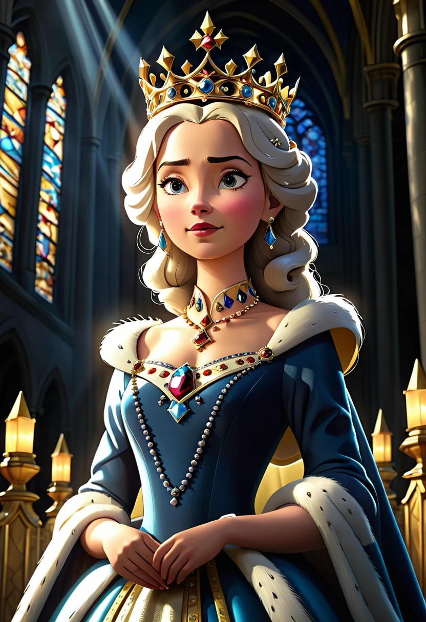 Divine, Low Angle Shot, Movie, Crown, Chapel, Dark Background, Light and Shadow Effects, Queen Coronation, CG Illustration