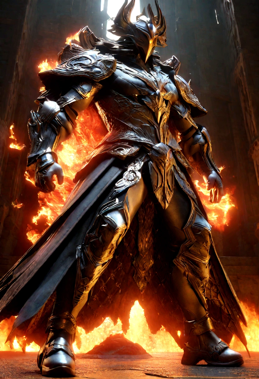 dynamic and captivating fire RPG logo, team identity, strong will, intricate details, volumetric lighting, vibrant colors, 3d render, photorealistic, cinematic composition, striking, visually stunning