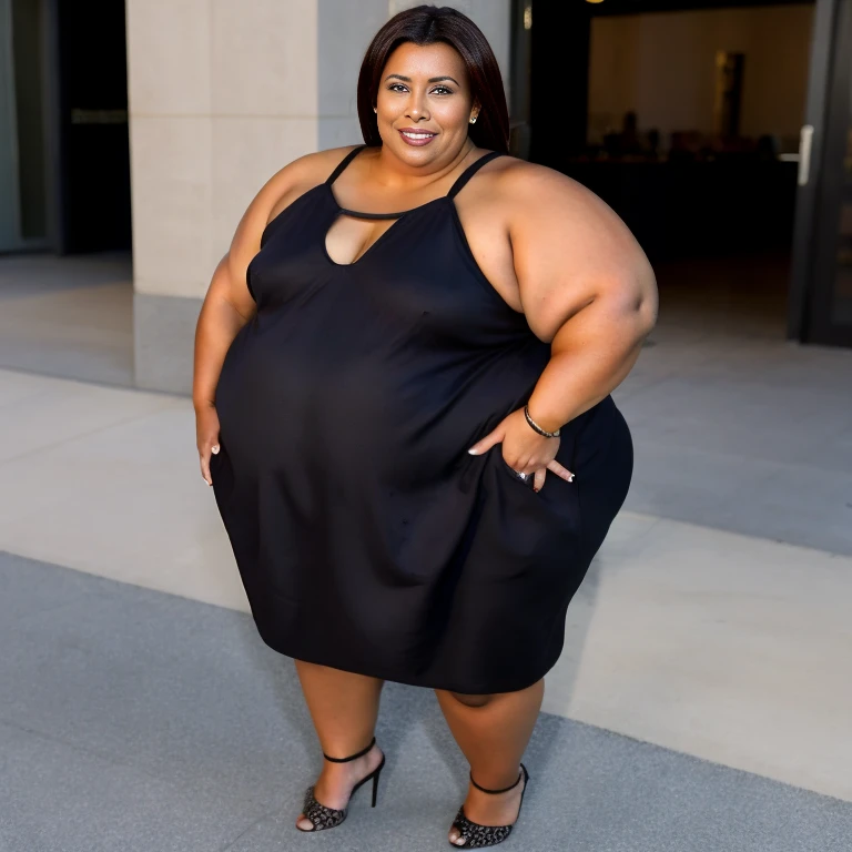Ssbbw extremely morbidly obese solo Eva Longoria full body alone wearing a leopard dress