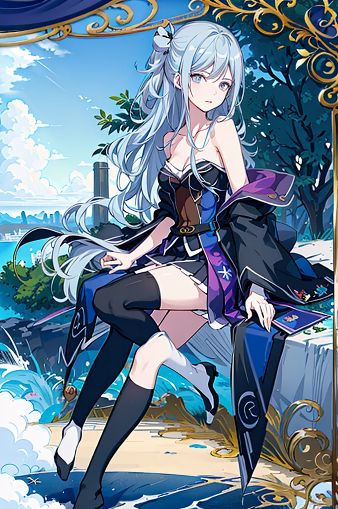 1girl, solo, outdoors, long hair, holy place, Original,(Illustration:1.1),(Best Quality),(masutepiece:1.1),(the Extremely Detailed CG Unity 8K Wallpapers:1.1), (Colorful:0.9),(mid-shot:0.95),(extremely detailed beautiful face),(Solo:1.2), (girl),(((Lori))), (Detailed beautiful eyes:1.15), (Beautiful face:1.15), (Glowing blue eyes:1.25////),(((sky blue Long Hair))),(two side up),(+perfect hand+:1.21),(Draw illustration of Japan priestess costume),(slender),(White pleated skirt),(Gothic),((black thighhighs)),(frilld),(Beautiful Slender Lolita Girl),hallowween,standing, girl,, girl,foggy place,vampire,sky blue hair,(((full body,whole body))),