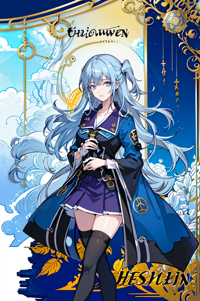 1girl, solo, outdoors, long hair, holy place, Original,(Illustration:1.1),(Best Quality),(masutepiece:1.1),(the Extremely Detailed CG Unity 8K Wallpapers:1.1), (Colorful:0.9),(mid-shot:0.95),(extremely detailed beautiful face),(Solo:1.2), (girl),(((Lori))), (Detailed beautiful eyes:1.15), (Beautiful face:1.15), (Glowing blue eyes:1.25////),(((sky blue Long Hair))),(two side up),(+perfect hand+:1.21),(Draw illustration of Japan priestess costume),(slender),(White pleated skirt),(Gothic),((black thighhighs)),(frilld),(Beautiful Slender Lolita Girl),hallowween,standing, girl,, girl,foggy place,vampire,sky blue hair,(((full body,whole body))),