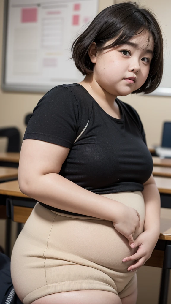 a fat  obese ,chubby overweight ,young fat girl in ,cute plump schoolkid,heavy set young girl,thick  student,extremely obese young female student,very fat and heavy young girl,stout short haired girl in school,chubbychild in classroom,cute pudgy young student