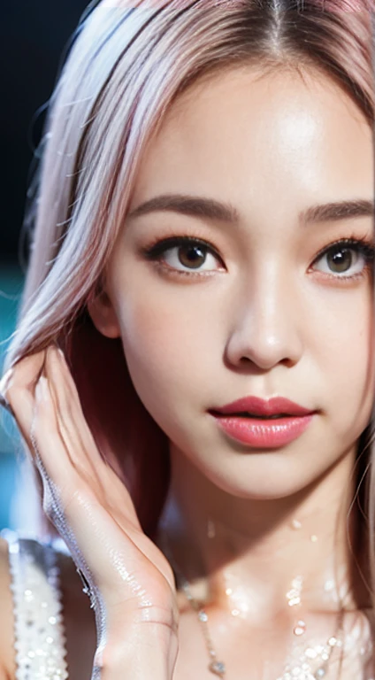 1 girl, Korean model, extremely beautiful, perfect body. Photo taken with Canon EOS R5 85mm f/11 Camera, ((sharp)) mode of people and surrounding scenery. Image quality ((8K)), ((lifelike)), ((masterpiece)), ((sharp and highest contrast)), ((great depth of field)), ((light stereolithography)). ((Pink hair)), long and smooth, the wind blows it beautifully under the bright sunlight. Beautiful face, perfect and sexy, holy, perfectly balanced, ((beautiful in every detail)), ((shiny)), ((high-end cosmetic makeup)), ((shiny bright, radiant)). Bright smile, pure white teeth and details. Seductive glossy red lips, ((brilliant glossy red lipstick)). The eyes are brown, glossy, seductive, ((sharp makeup)), realistic, ((wet eyes)) and detailed. Pink eyeshadow, long eyelashes, blush, high-end cosmetics. Two delicate eyelids, perfectly beautiful and detailed, black eyelashes. Eyebrows are curved, sparse, sharp and detailed. High and detailed nose. Cheeks are prominent and detailed. ((Ivory white, bright white skin)), detailed pores, ((shiny skin)), smooth, rosy, flawless skin texture. Long, shiny legs. Beautiful, perfect hands, ((no flaws)). ((Light shines directly on the face)), bright sunlight, ((shines light on the front part of the girl's body)), ((girl smiles brightly)).
Panoramic photo, ((breast balls)), ((vagina balls)), ((wet)), ((lascivious)), ((horny)).