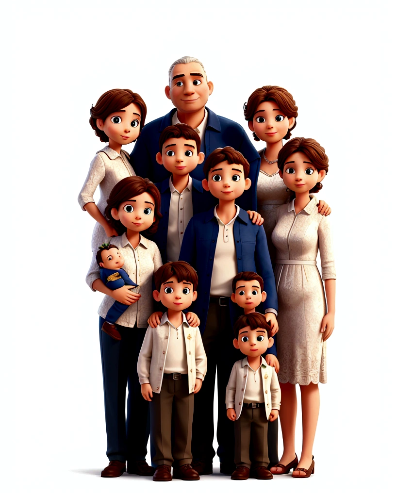 Family with mother, Father, Three sons, big, Medium and Baby, high quality