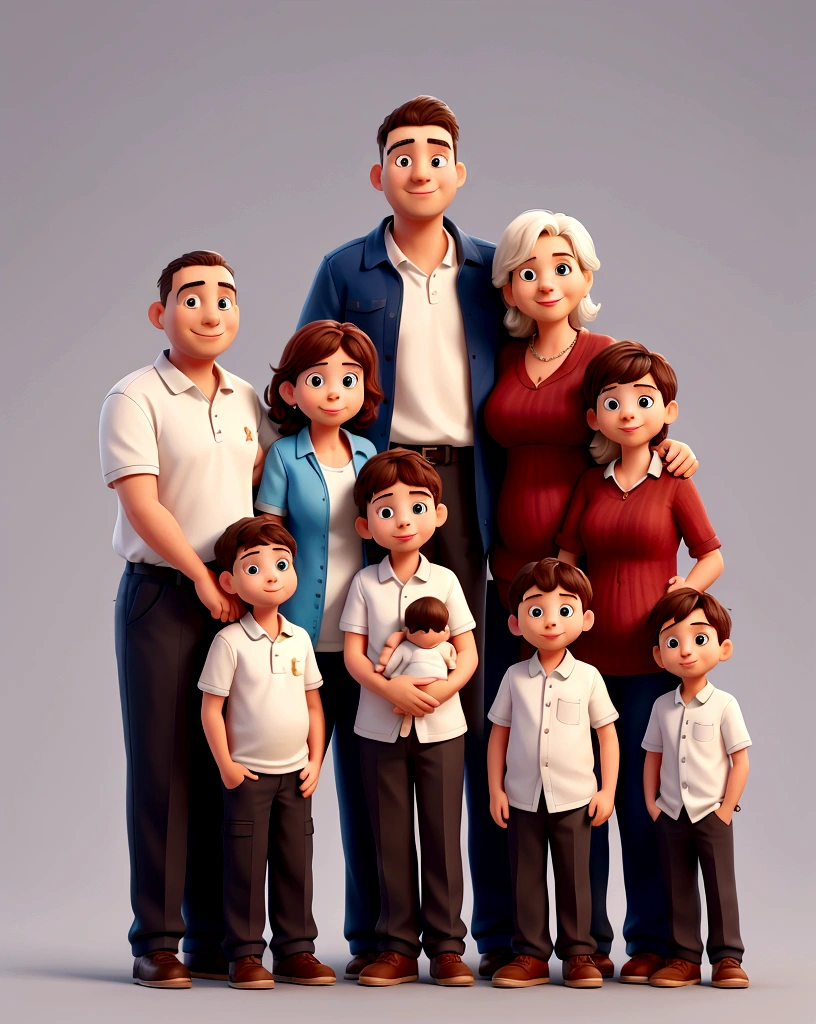 Family with mother, Father, Three sons, big, Medium and , high quality