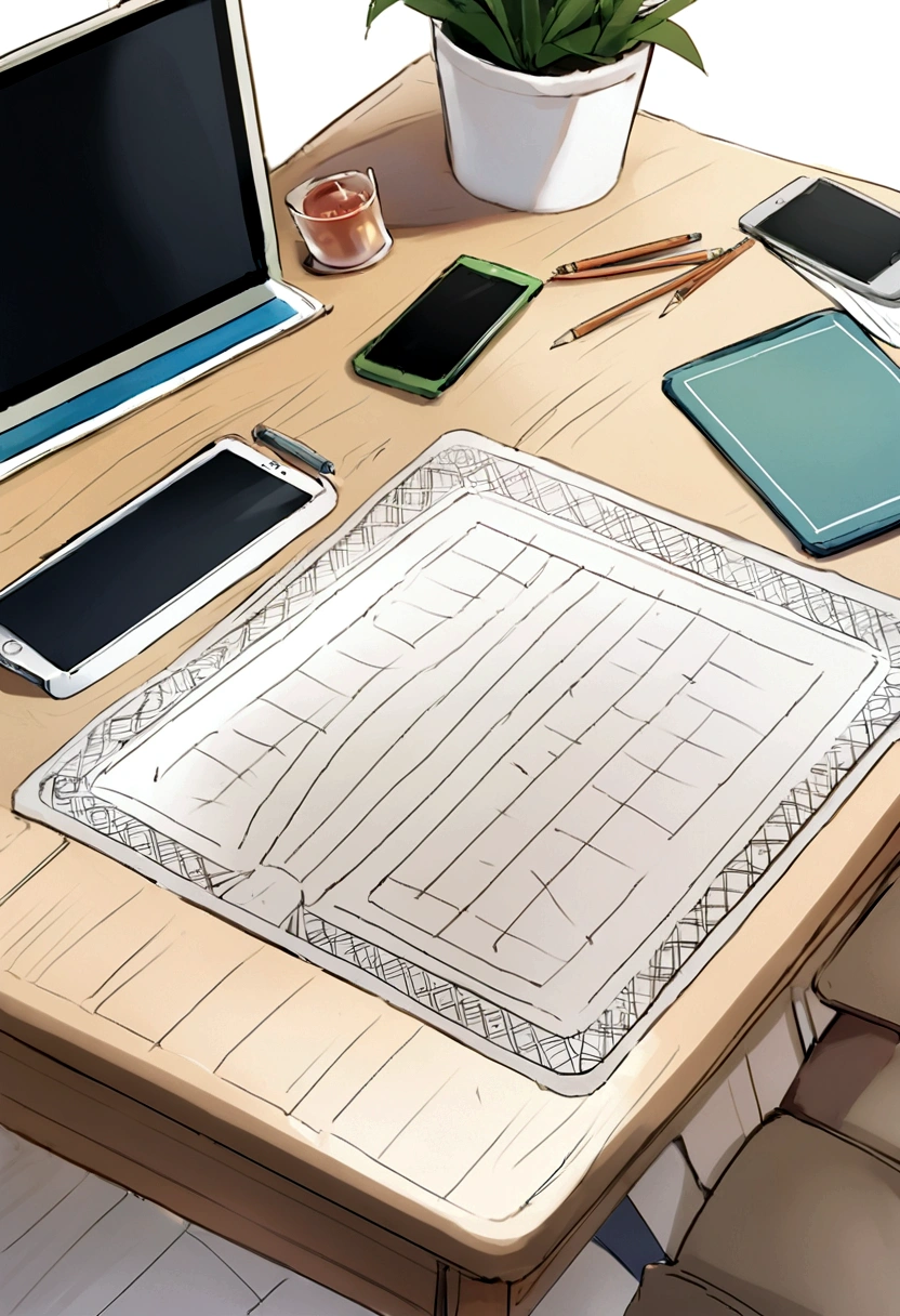 make picture where can see phone case, desk mats, some items like pencil and digital desinger patern