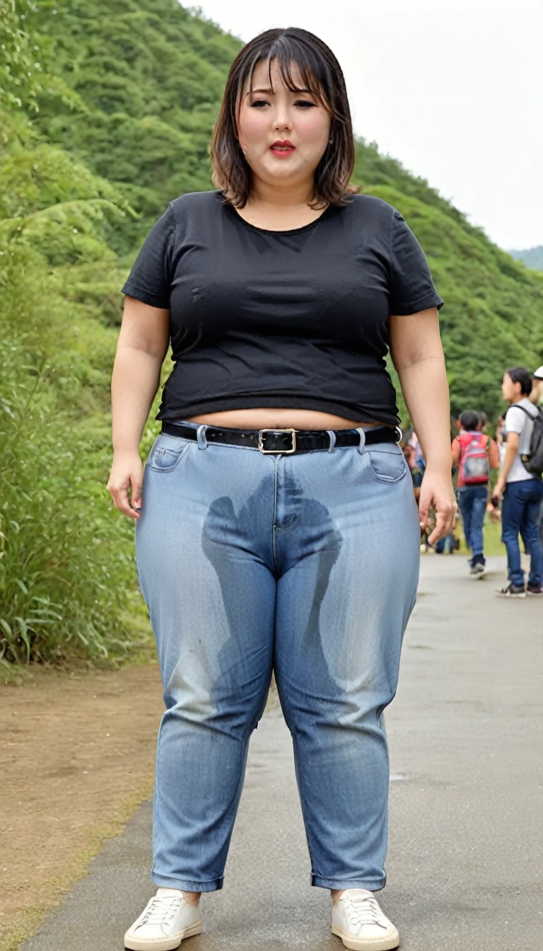 1woman,(masterpiece:1.8),photo-realistic,16k,(beautiful 30s japanese plump lady:1.3), (t-shirts:1.4),(denim pants:1.1),belt,sneaker,(whimpering:1.6),(panicking:1.6),(crying:1.7),(handing on wetting crotch with both hands:1.2),(camp site:1.2),(crowd kids:1.3),(wetting:1.3),(dripping pee:1.3),long hair,straight hair,black eyes,MILF,curvy,(huge breasts:1.2), makeup,lipstick,eyeliner,mascara,eyeshadow