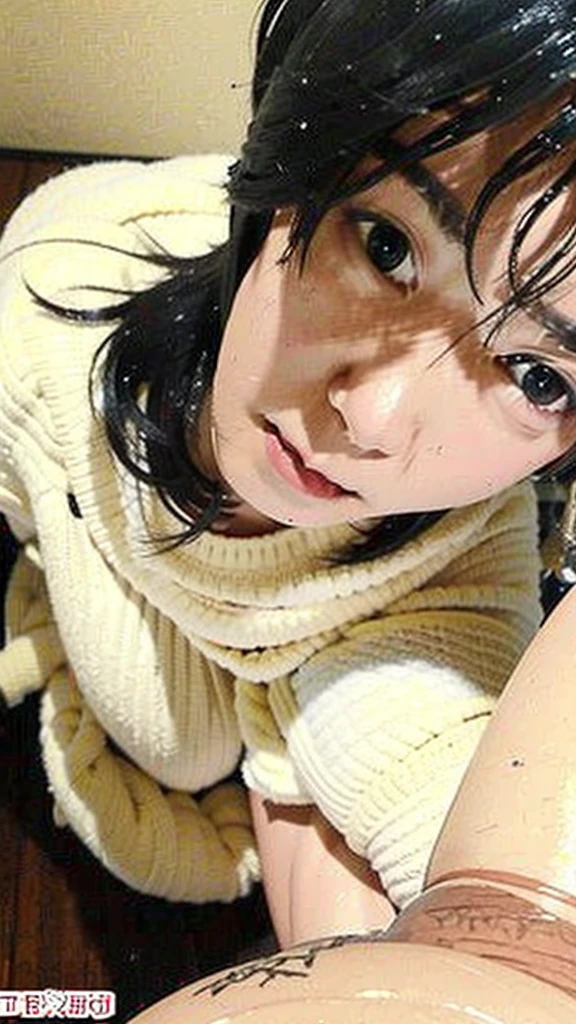 White floor、White wall、Sexy Underwear、Long Hair、Show your forehead、Shot from above、Very large breasts、Cute young woman with big breasts、Suck the penis、Beautiful woman sucking on penis、、A lot of splashing on my face、
