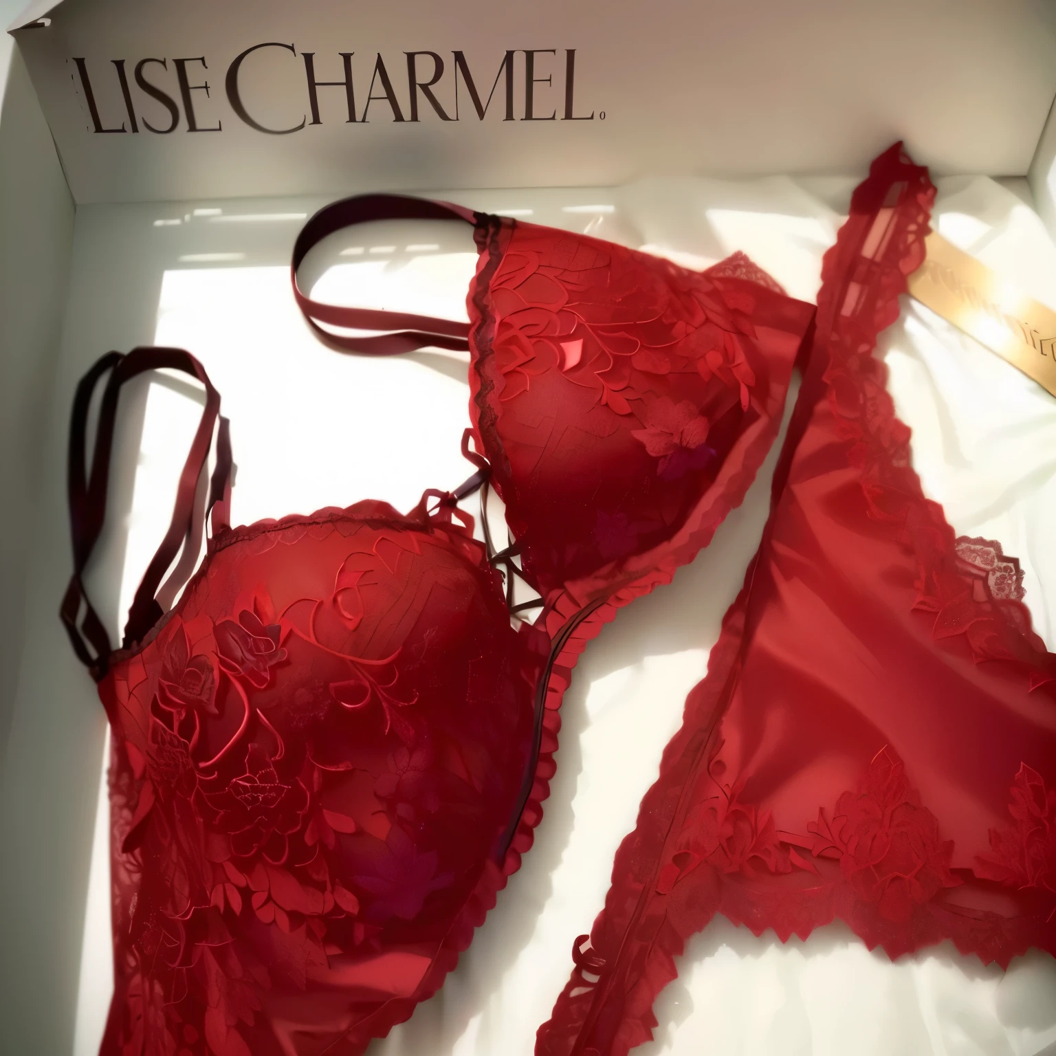 a close up of a black bra and a black bralette in a box, black bra, black lace, Charm, Push-up underwire. complicated, lingerie!!, lingeries beauty, laced lingerie, ornate dark 赤 opulent clothing, Fine details. black, complicated and detailed lace set, Amazing details, by Lea Carmi, Lace Underwear, crimson themed