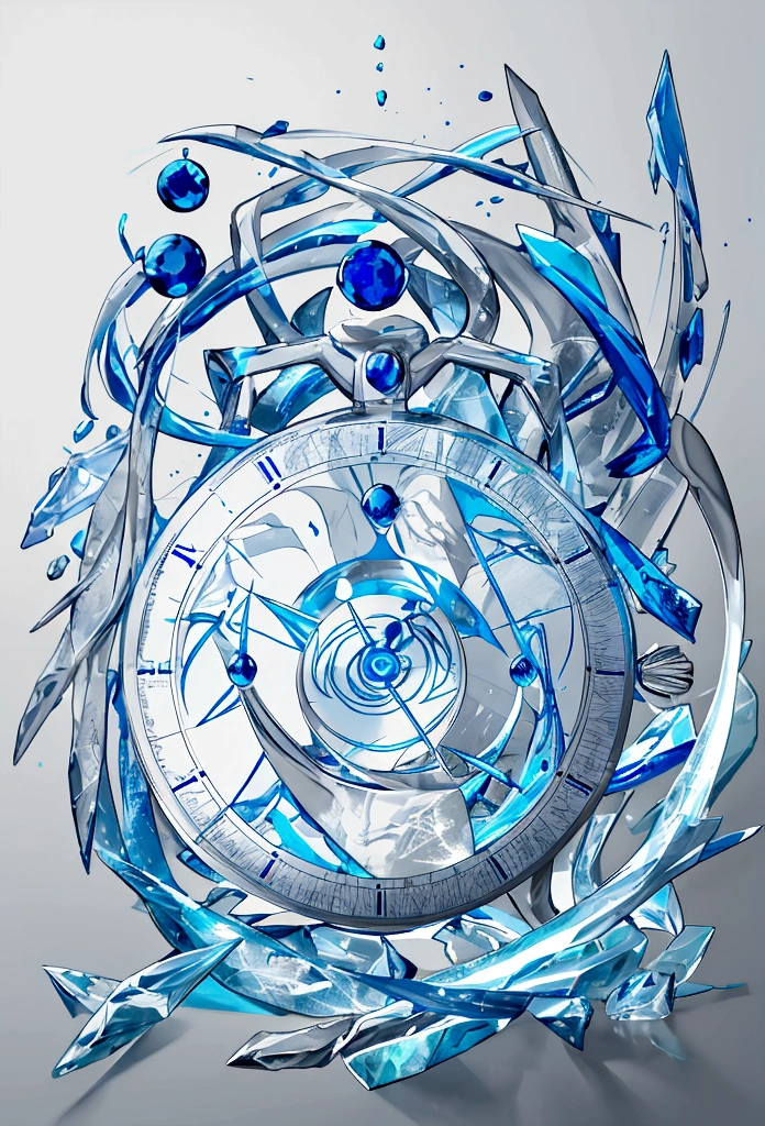 Design the logo that represents the ice element, and represents time, simple logo, highlighted in blue