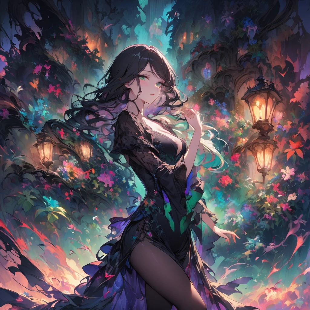 (best quality,4K,8K,high resolution,masterpiece:1.2),Extremely detailed,Practical,Crystal clear guitar engraving,Clear spring morning,Sunlight reflecting on guitar,Body Details,Delicate strings,vibrant hues,sculpting tools,Hourglass figure,Sound hole,Elegant curves,Polished surface,exquisite coiffure engraving,Light and shadow effects,subtle reflections,Sparkling surface,sparkling gemstones,Petals fall,Floral Pattern,The whole space is dotted with emeralds,Transparent Spring Essence,Ethereal atmosphere,Tranquil garden background,Peaceful atmosphere,Morning Dew,The soft sunlight shines through the trees,Lush greenery,Colorful flowers,A fusion of nature and art,ImpeccableCraftsmanship,Otherworldly beauty,Stunning artwork
