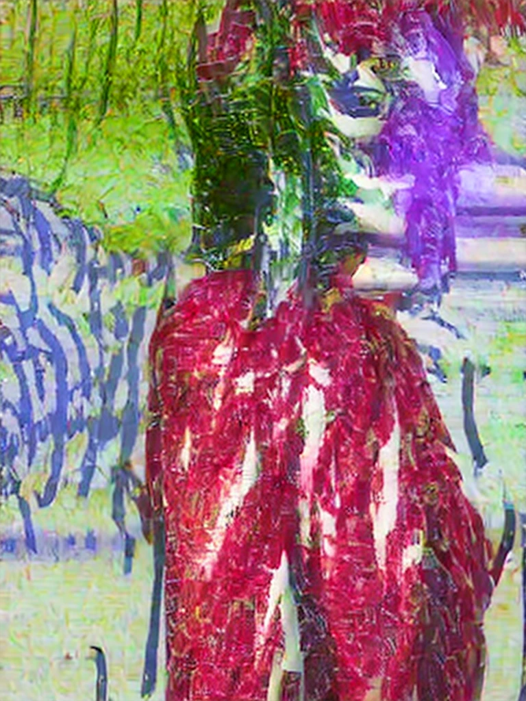 Woman wearing Thai dress The Naga is bright red.