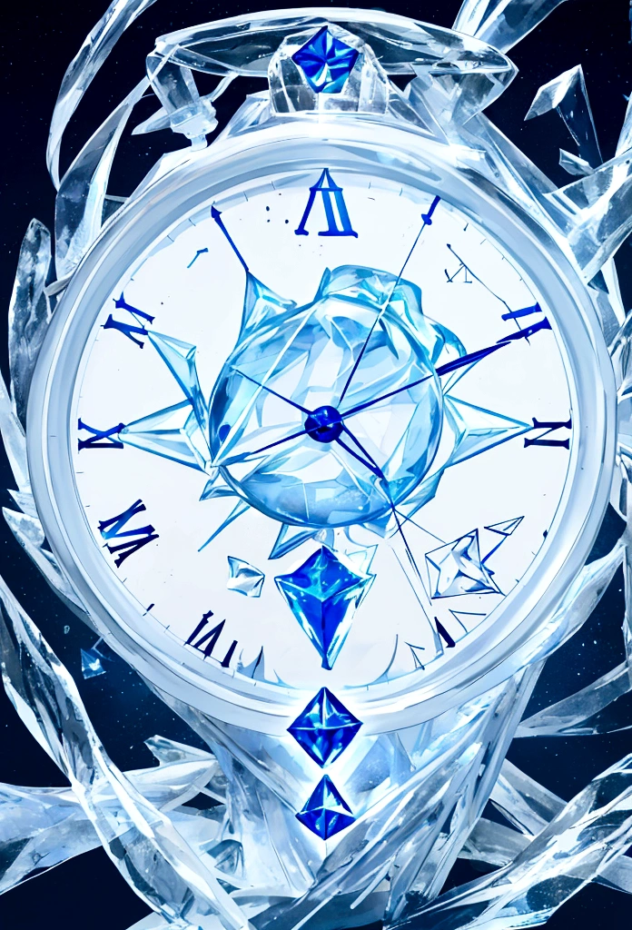 Design the logo that represents the ice element, and represents time, simple logo, highlighted in blue