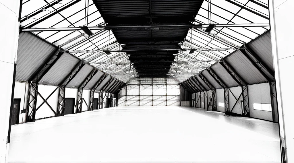 arafed roof of a building with a long corridor leading to a door, [[empty storage]] fund, vast empty hall, empty storage fund, Shot on an iPhone, hangar, industrial space, shot on iPhone, Standing in a large empty hall, in a storage, grey storage fund, empty floor, storage, inside a storage, minimalist structure