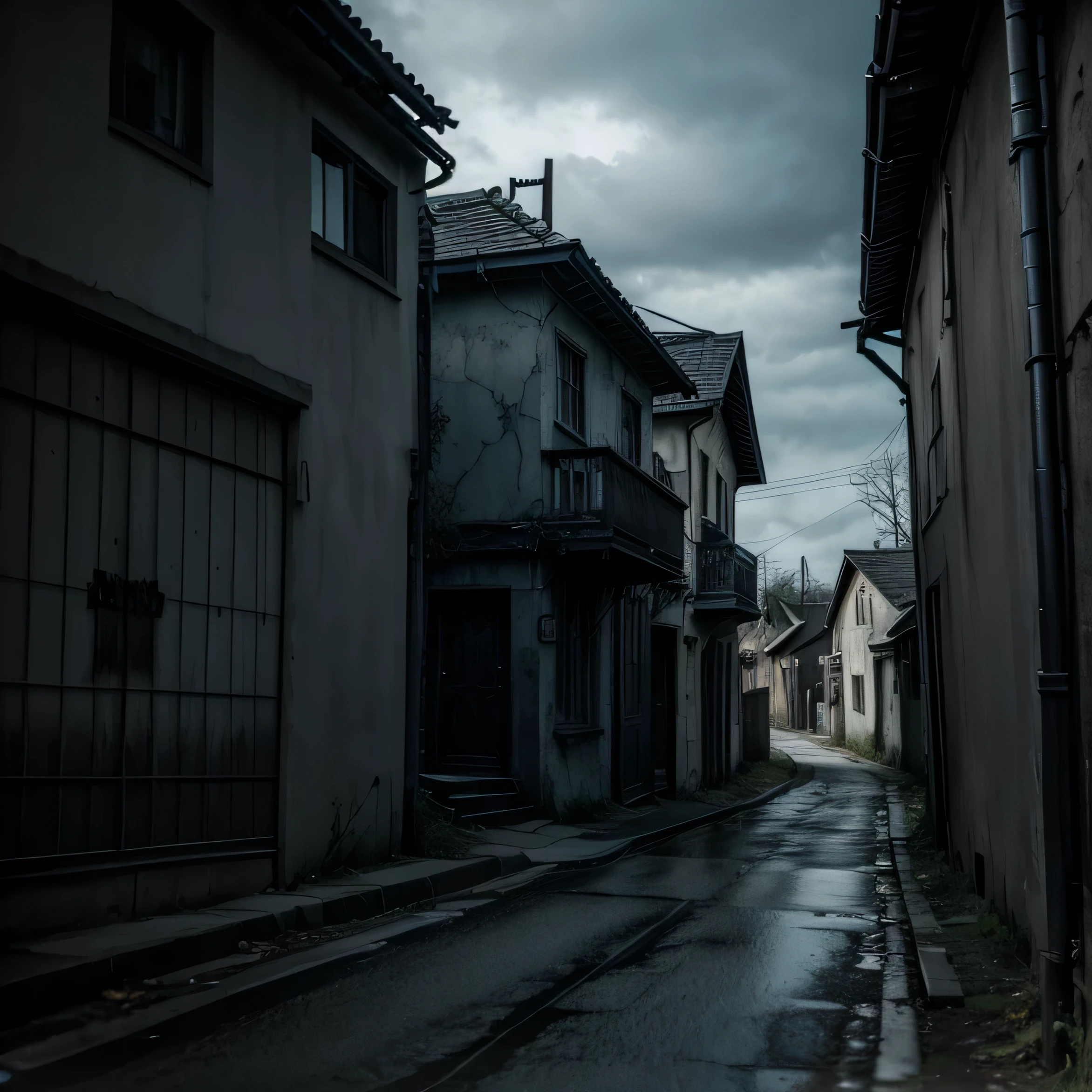 Scary house and dark streets( terror and fear)