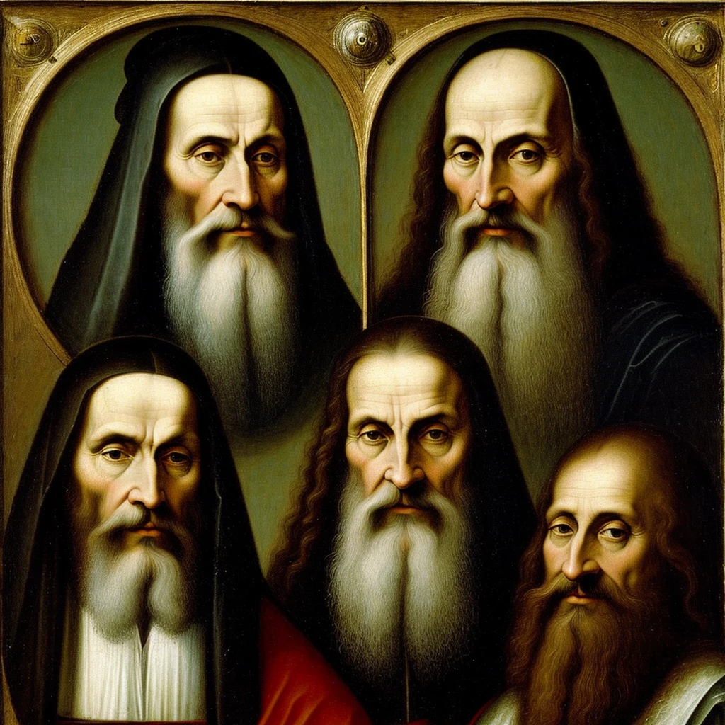 Portrait of a bearded woman and prophet in the style of Hieronymus Bosch