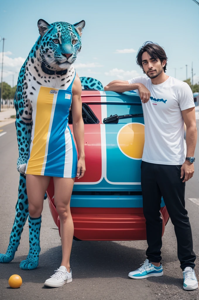 I created a popsicle with the colors of Argentina and a jaguar 