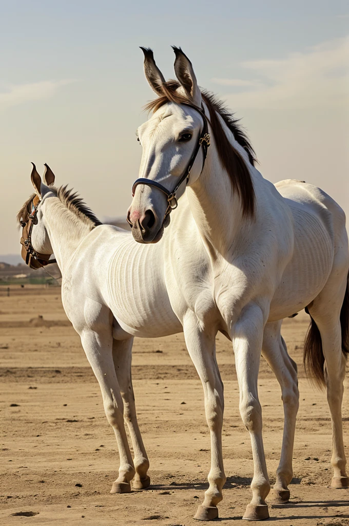 I was brought the Buraq who is an animal white and long, larger than a donkey but smaller than a mule, who would place his hoof a distance equal to the range of vision."