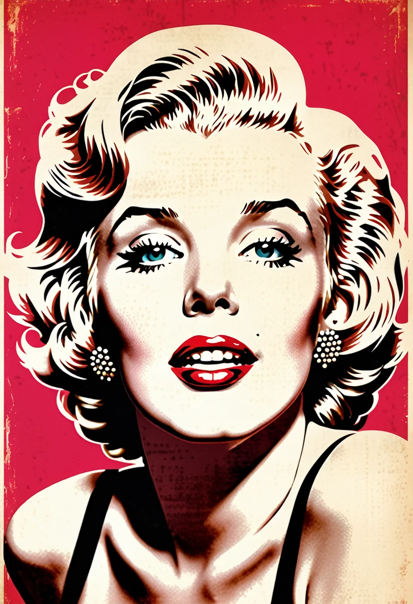 Marilyn Monroe, retro poster, retro art, minimalistic, 1970s