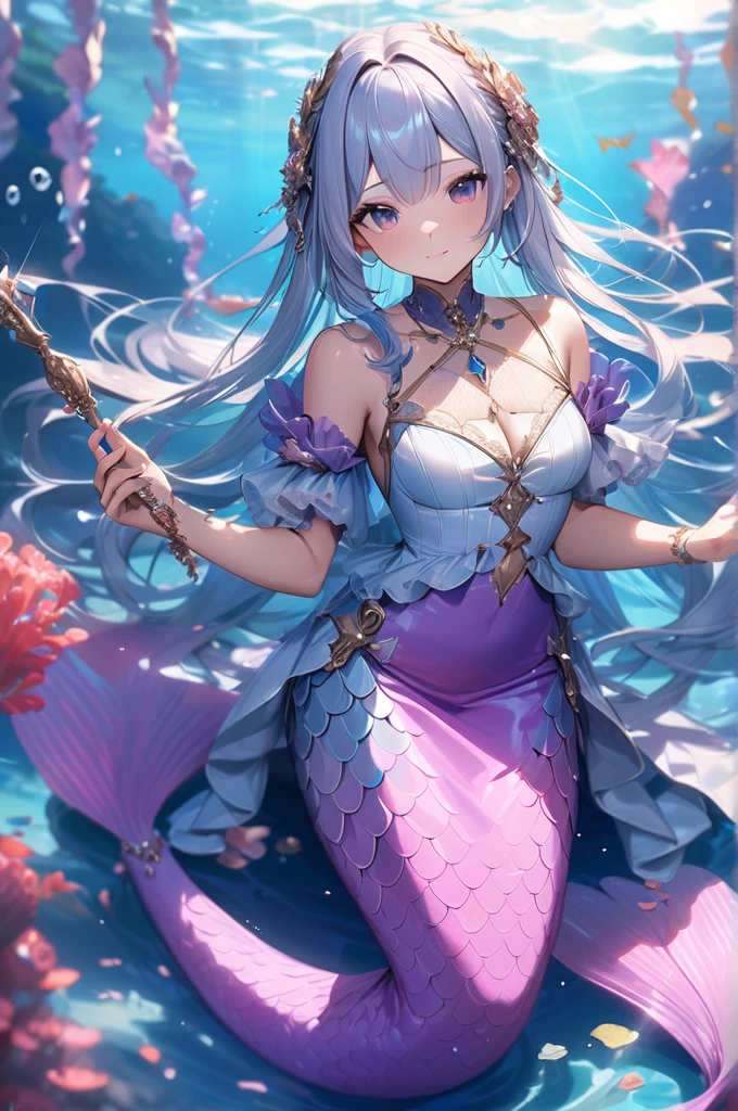 ((Best quality)), ((masterpiece)), (detailed), mermaid with diamond hair