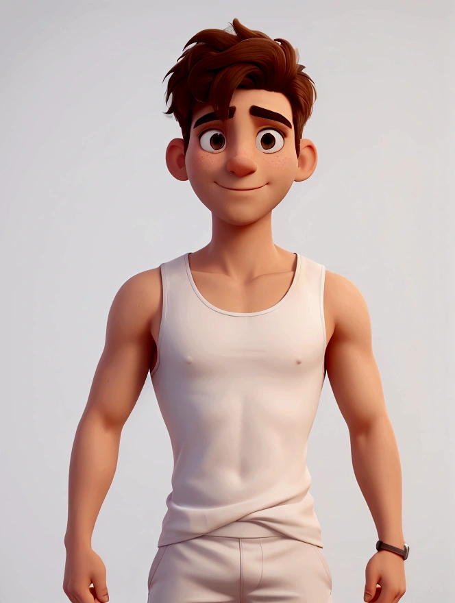 Man in white tank top looking at camera high quality image