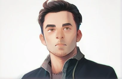 Hypeirealistic 3D Cartoon style character with big head.