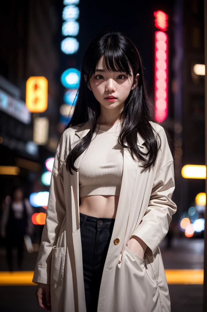 (Cinematic Aesthetic:1.4) Photo of a beautiful korean fashion model bokeh city night