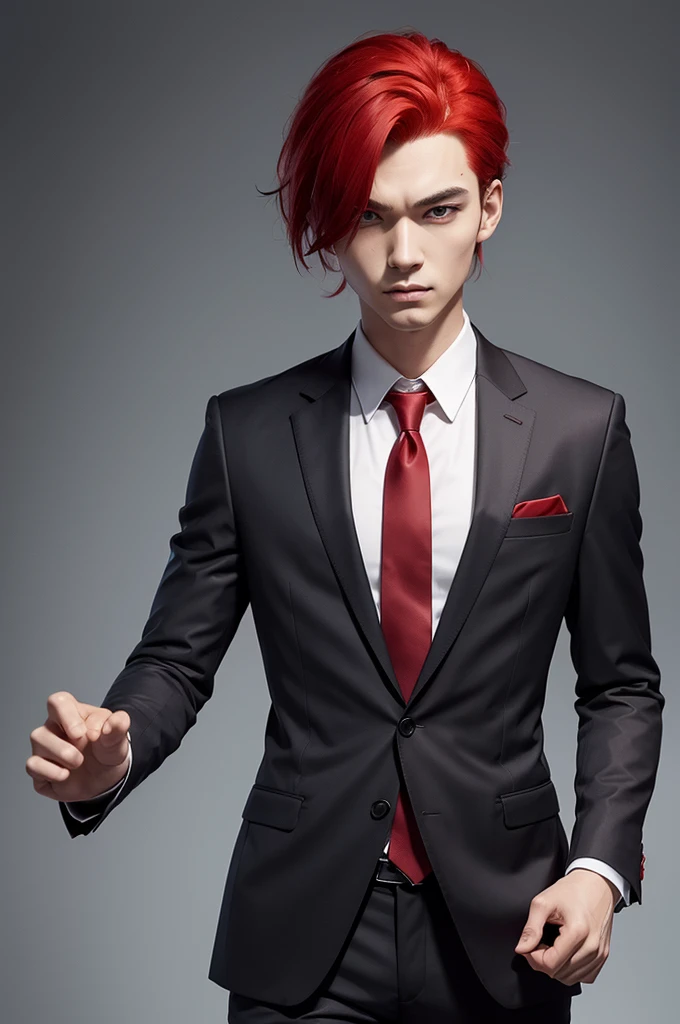 2d character wearing suit and red hair
