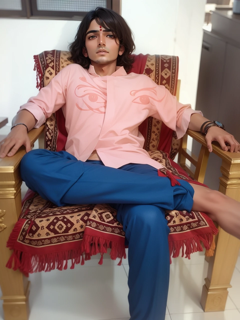 Looking lord Krishna handsome cute with play snakes