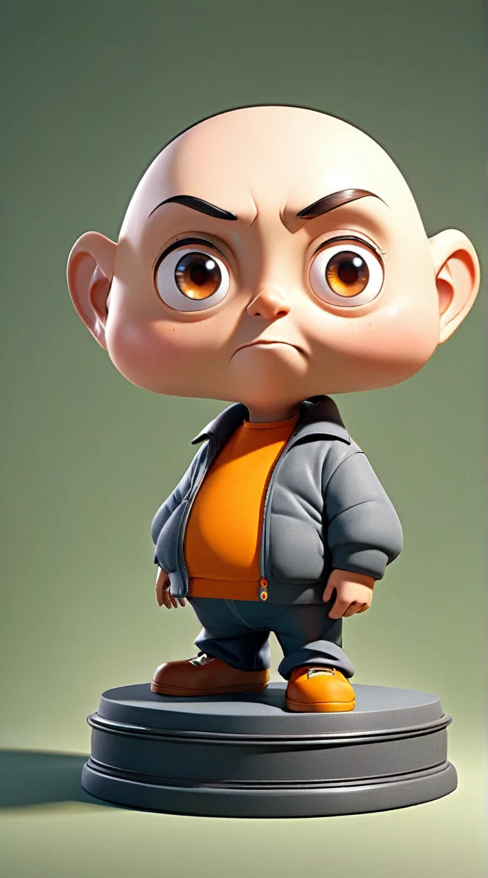 Hypeirealistic 3D Cartoon style character with big head.