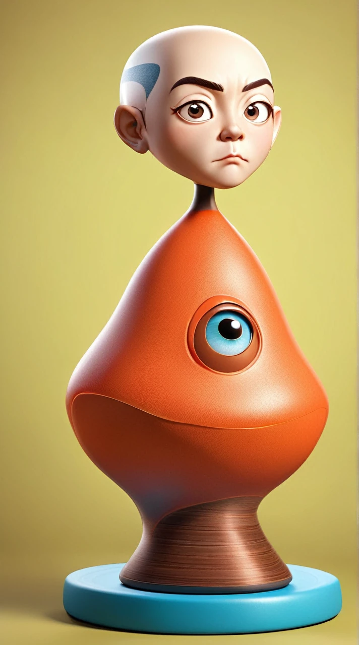 Hypeirealistic 3D Cartoon style character with big head.