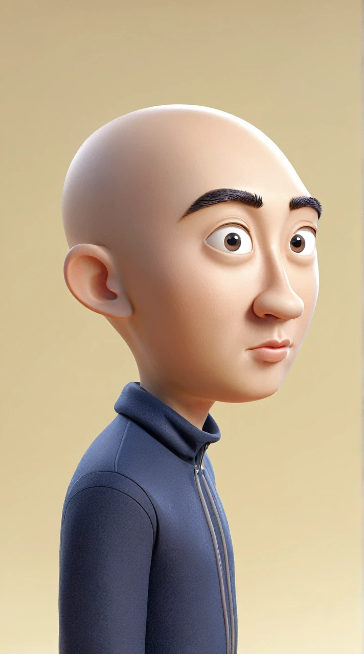 Hypeirealistic 3D Cartoon style character with big head.