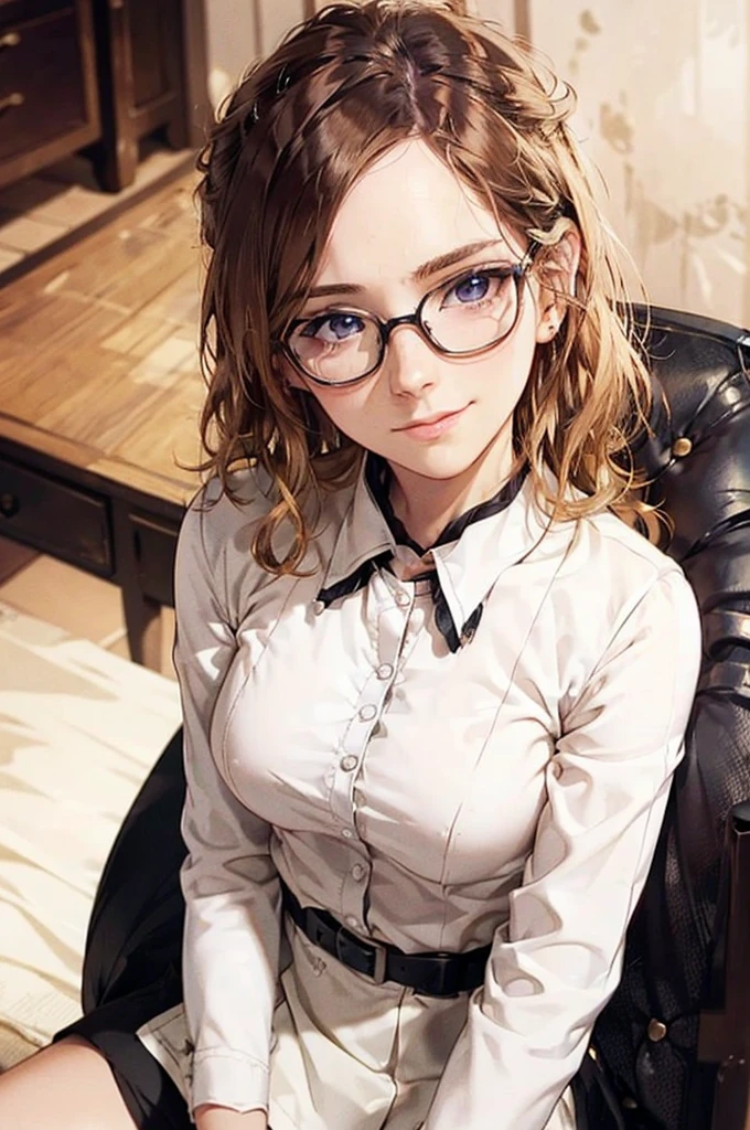 Masterpiece, 最high quality, high quality, High resolution, high quality texture, high quality shadows, High resolution, Beautiful details, Detailed CG, Detailed Texture, Realistic representation of face, Realistic, colorful, delicate, Cinematic Light, Side light, Lens flare, Ray Tracing, sharp concentrated, (1 Girl,concentrated:1.3), ( Intricate details, compensate, PureErosFaceV1:0.5), (細部まで美しいdelicateな顔, 緻密で美しいdelicateな瞳, Perfect Facial Proportions, Dense skin, Optimal ratio of four fingers to one thumb,Unified 8k wallpaper, Arms under chest, Modest chest, Wide Hips, Smooth upper abdomen, 35 years old, blue eyes, glasses, air fortress hair, blonde hair, house wife, the gaze of true love, lips of temptation, A look full of compassion ,a smile full of love, i love you, Acting lovey-dovey, I love you so much I'm crazy,

cabin attendant uniform,white blouse,tight fitting black skirt,black stockings, excellent secretary ,working as a secretary, wooden desk, wooden chair