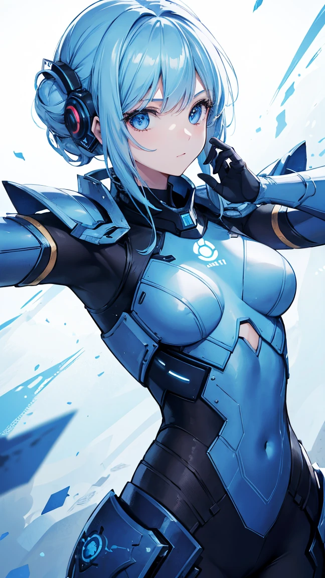 8K, Highest quality, (real:1.4), Original photo, 1 Girl, Asari Hair, Biological Amplifier, refined armor, posture: Peace talks between warring factions, smart blue eyes