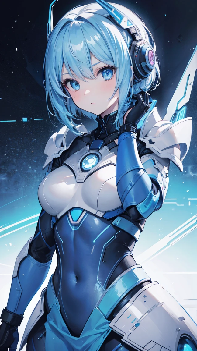 8K, Highest quality, (real:1.4), Original photo, 1 Girl, Asari Hair, Biological Amplifier, refined armor, posture: Peace talks between warring factions, smart blue eyes