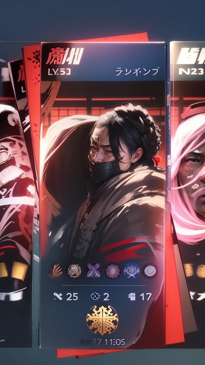 Realistic ultra HD close-up portrait,A samurai wearing a war mask, Wrinkles ,Facial expressions show strong emotions