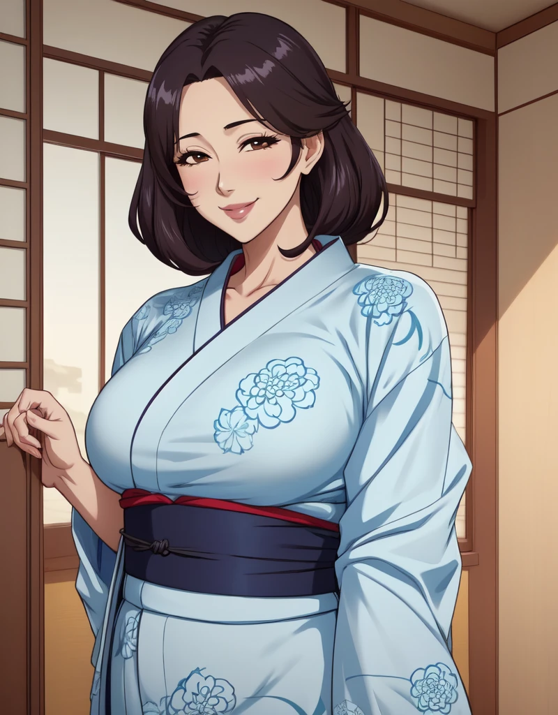 1girl, japanese clothes, yukata,  upper body, (mature female:1.5),seductive smile, ara ara
masterpiece, best quality, intricate details,  anime screencap, flat color,