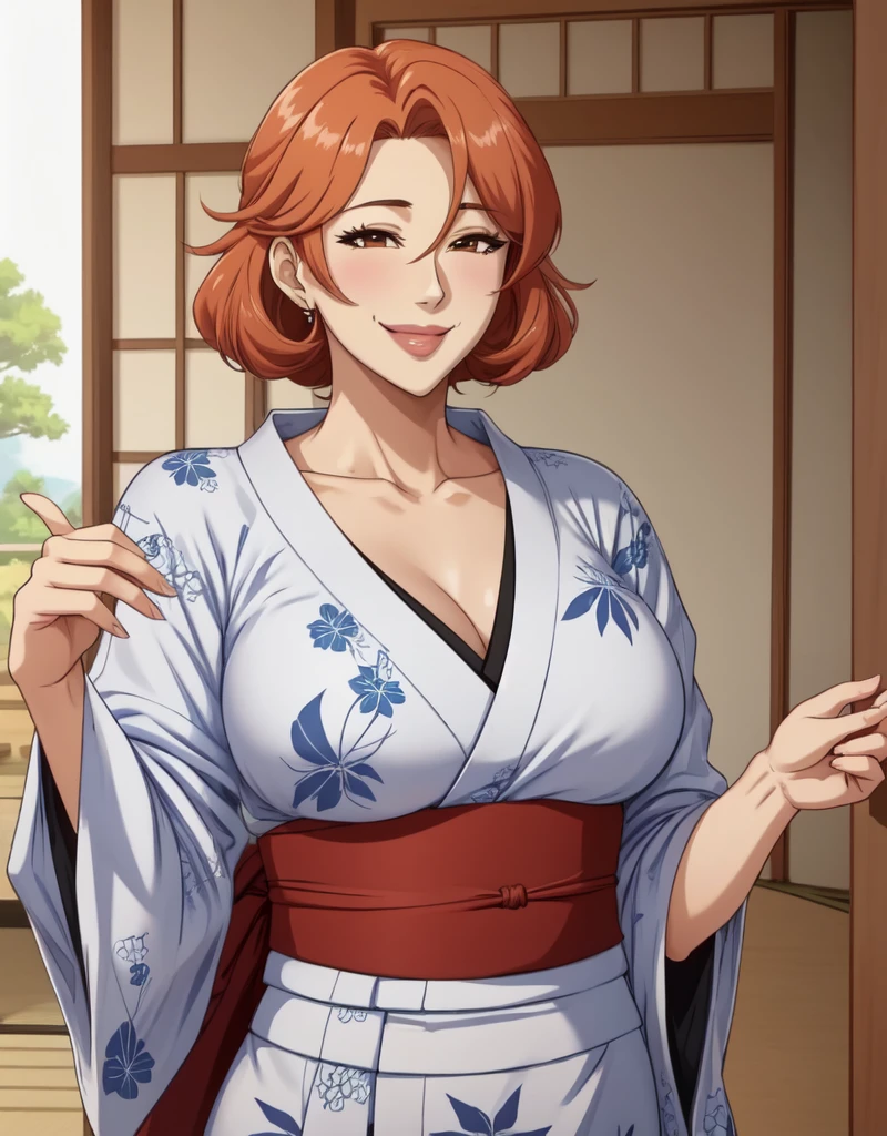 1girl, japanese clothes, yukata, upper body, (mature female:1.5),seductive smile, ara ara
masterpiece, best quality, intricate details, anime screencap, flat color,