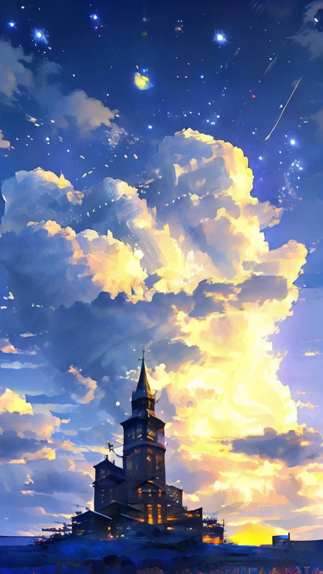 8K, Highest quality, masterpiece, Super detailed, Ultra-high resolution, Night sky full of sky, Starry Night, Midnight, shooting star