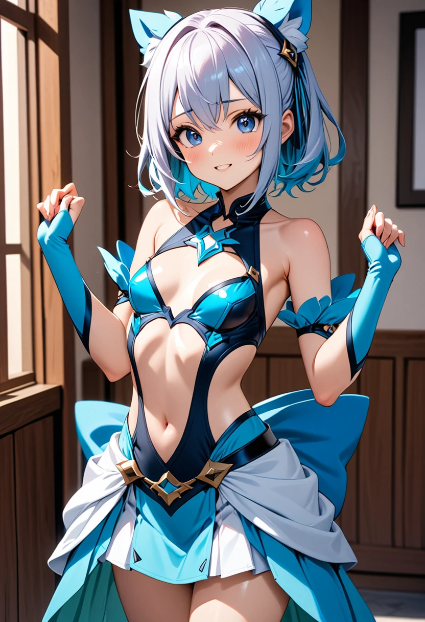 1 girl showing off her small 