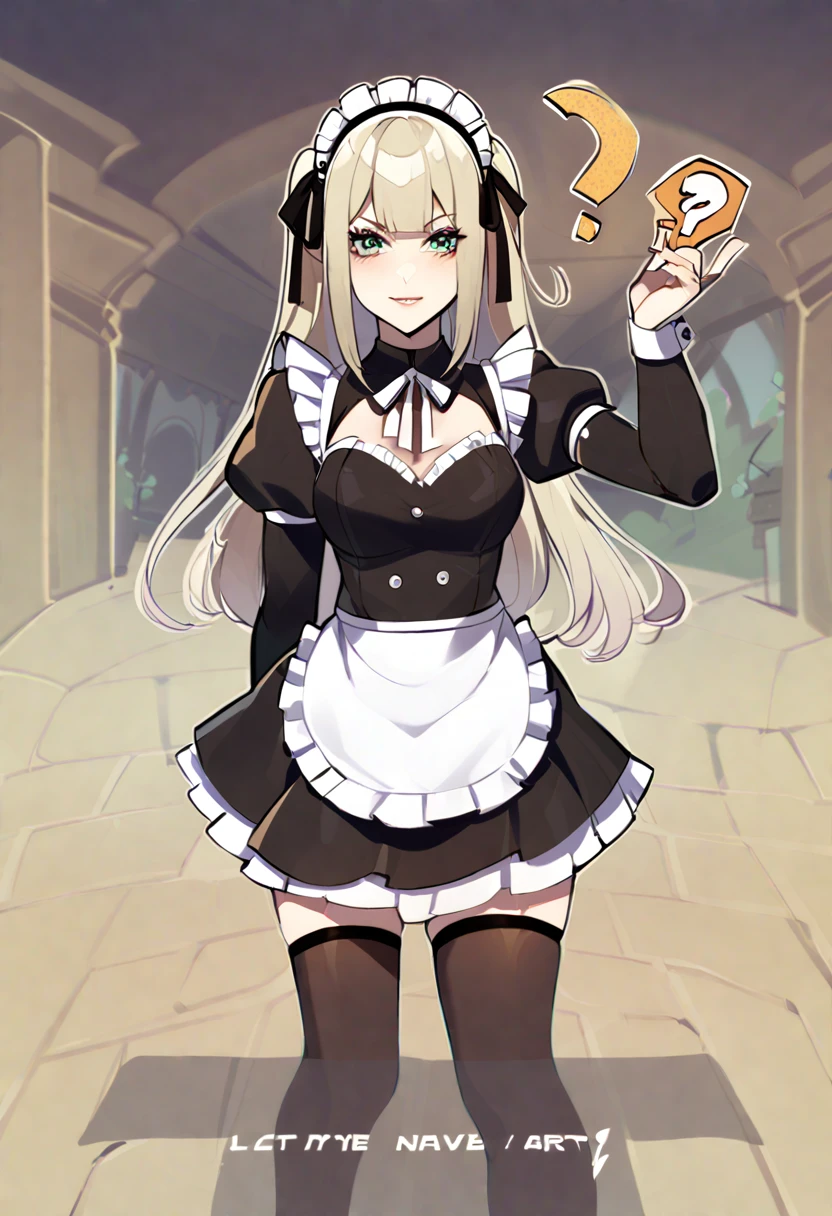 marie rose, maid uniform, headdress, black stockings, mansion, ThiccWithaQ art style, marie rose, cute, lewd, 