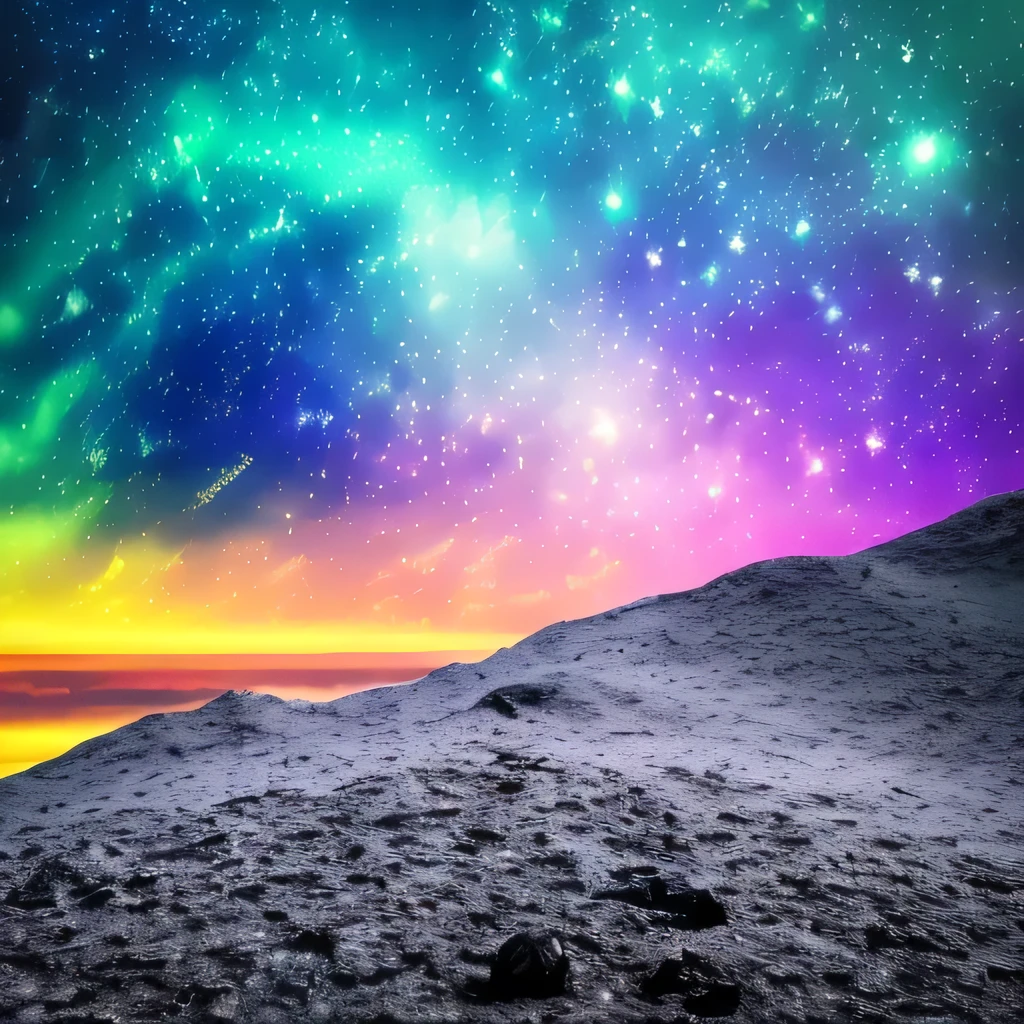 (best quality, Bright colors, 4K, high resolution, masterpiece:1.2), Extremely detailed, (Practical, photoPractical, photo-Practical:1.37), Human Development Report, ultra HD, Studio Lighting, Description of Extremely detailed, professional, bokeh, White moon scene, A black cave in the center of the crater,Close-up