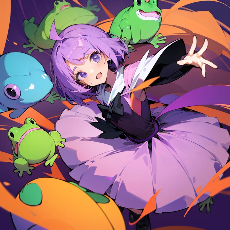 make me a magican girl in a skirt, purple, Orange, frog perspective