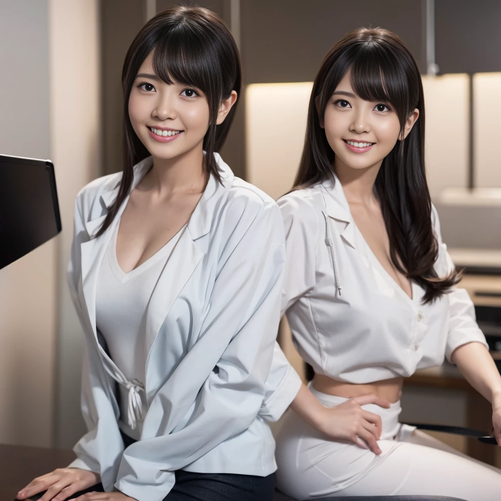 (nurse、See-through lab coat、nurseウェア、Micro Pencil Skirt、小さいnurseキャップ、Dental Assistant、Ass、Black Hair、Big Ass、Health Room)、Extremely sexy、smile、Professional Lighting、Small waist、Beautiful adult woman、Captivating thighs、Very large breasts、Cleavage、